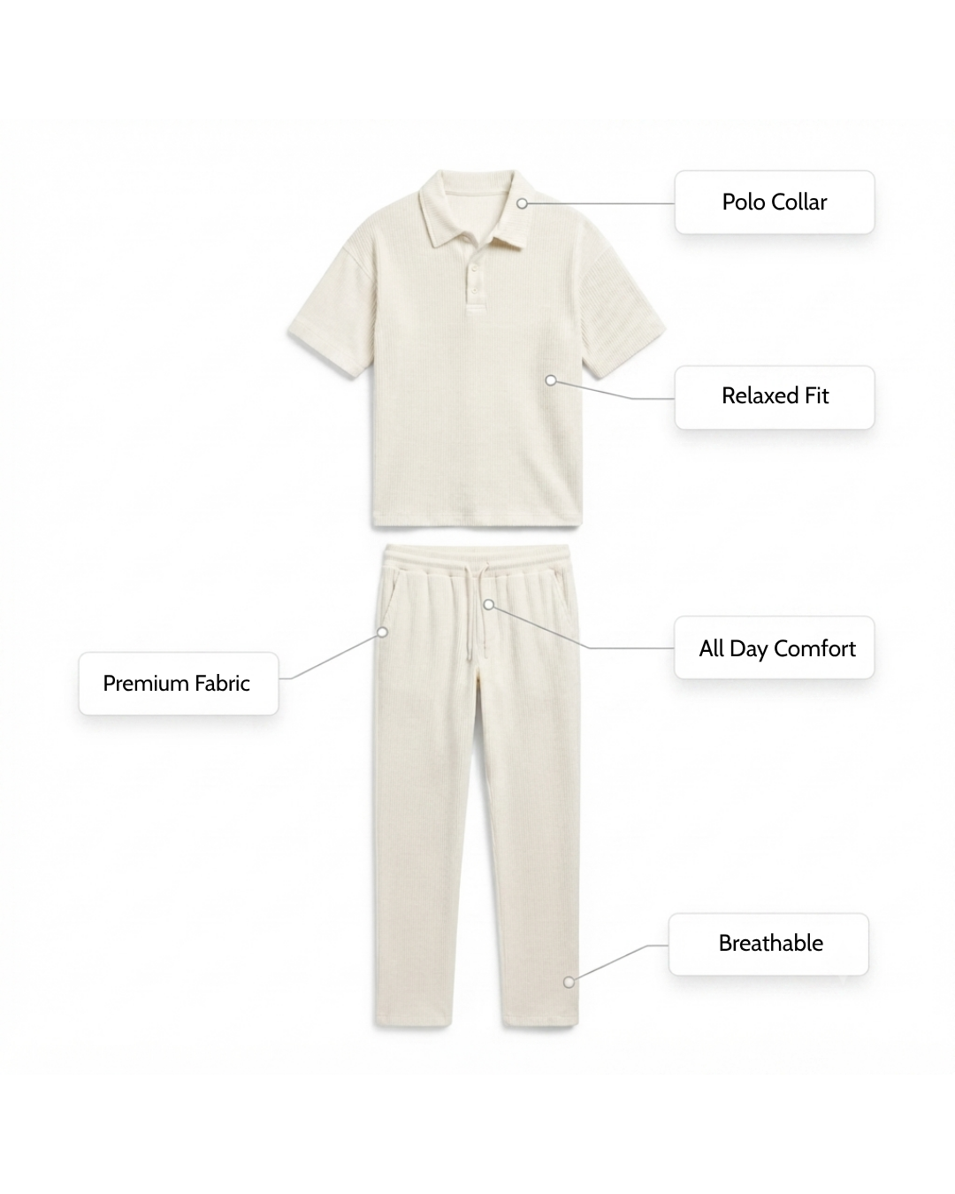 Ribbed Knit Polo Coord Set