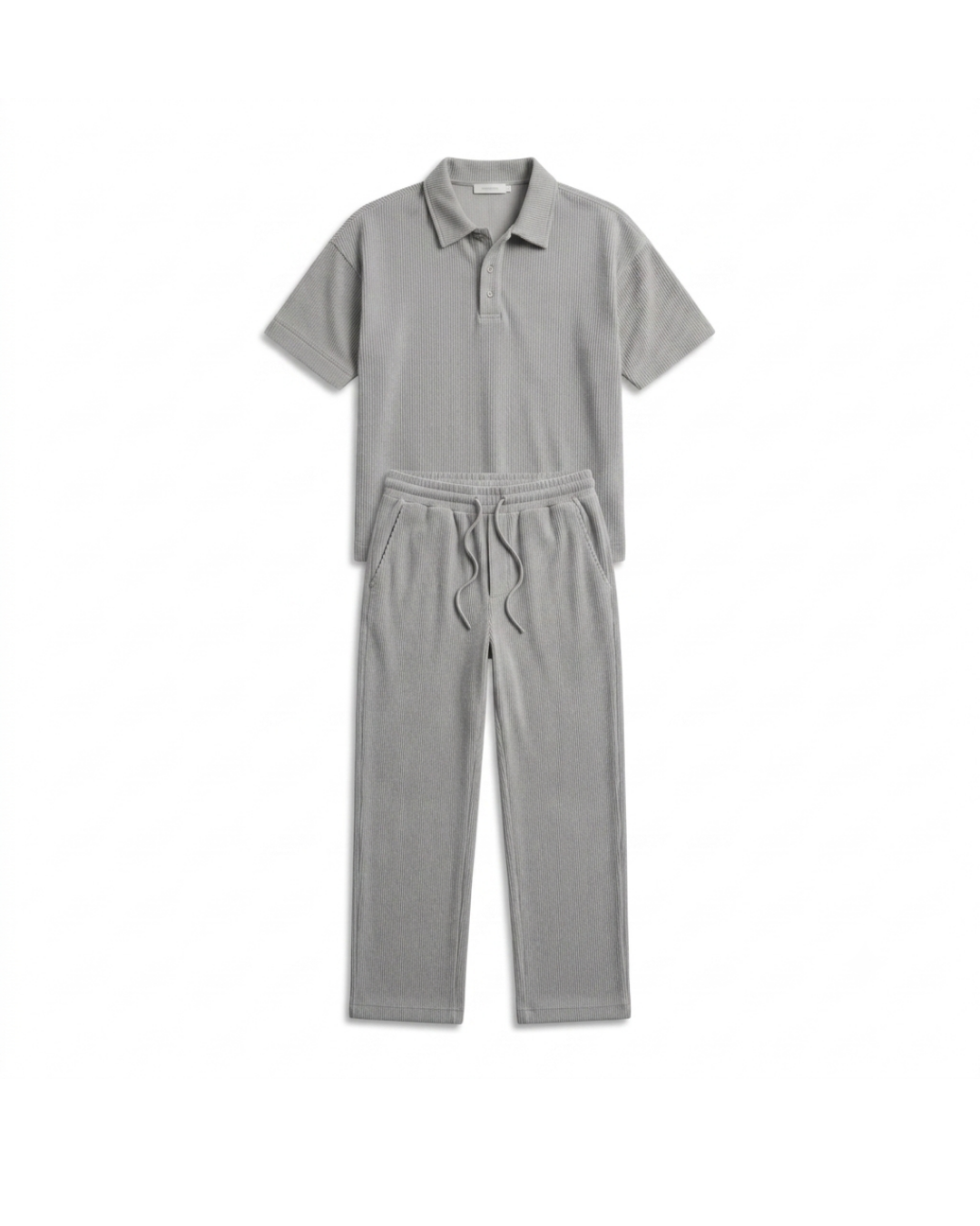 Ribbed Knit Polo Coord Set