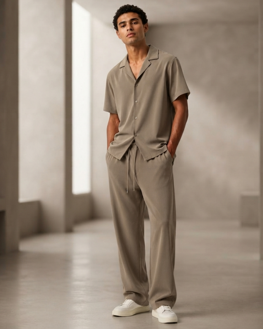 Camp Collar Shirt & Trouser Set - Premium Vacation Outfit & Sets & Suits