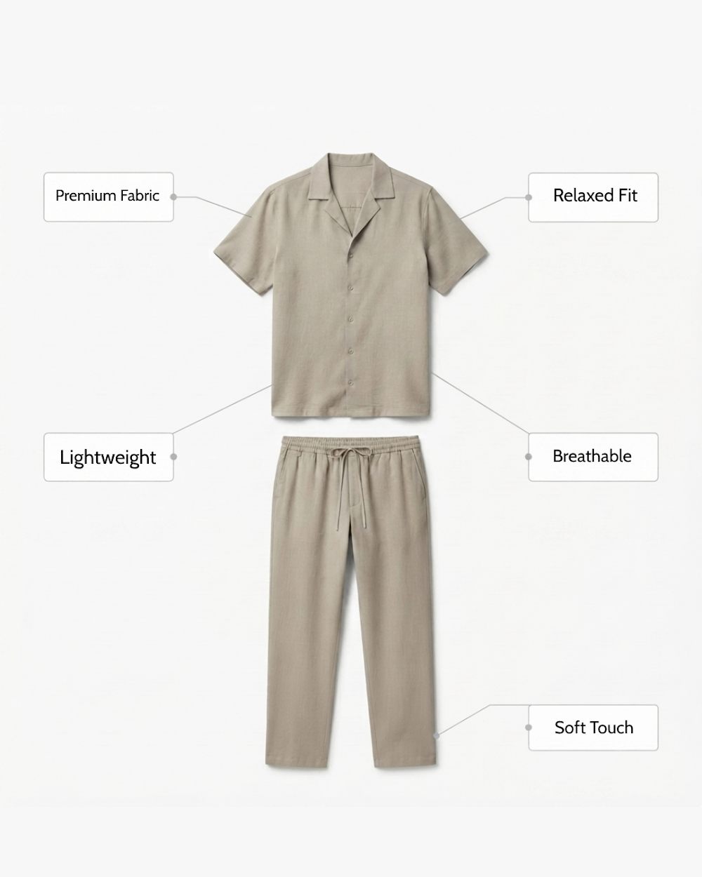 Camp Collar Shirt & Trouser Set - Premium Vacation Outfit & Sets & Suits
