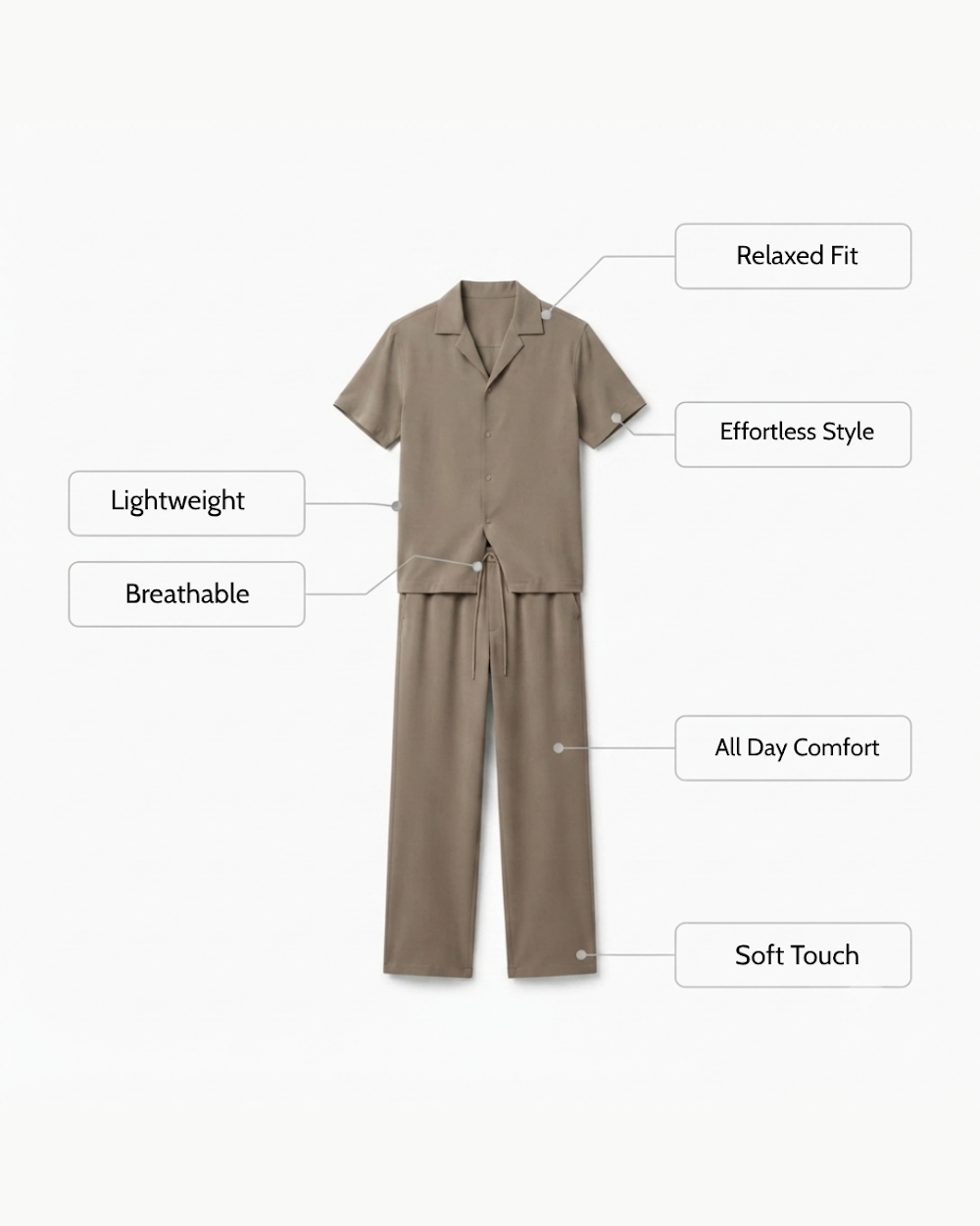 Camp Collar Shirt & Trouser Set - Premium Vacation Outfit & Sets & Suits