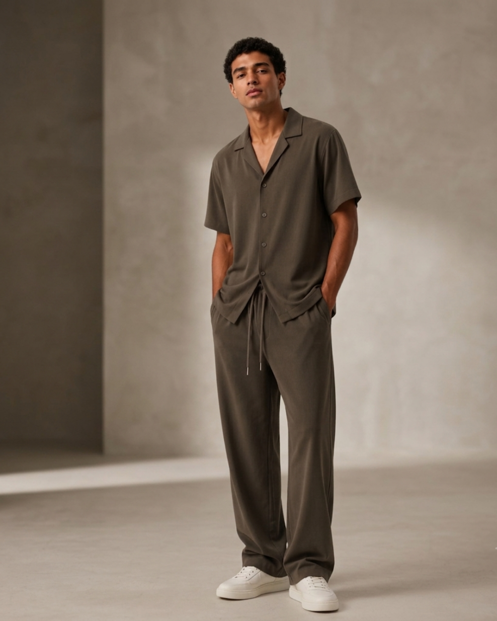 Camp Collar Shirt & Trouser Set - Premium Vacation Outfit & Sets & Suits