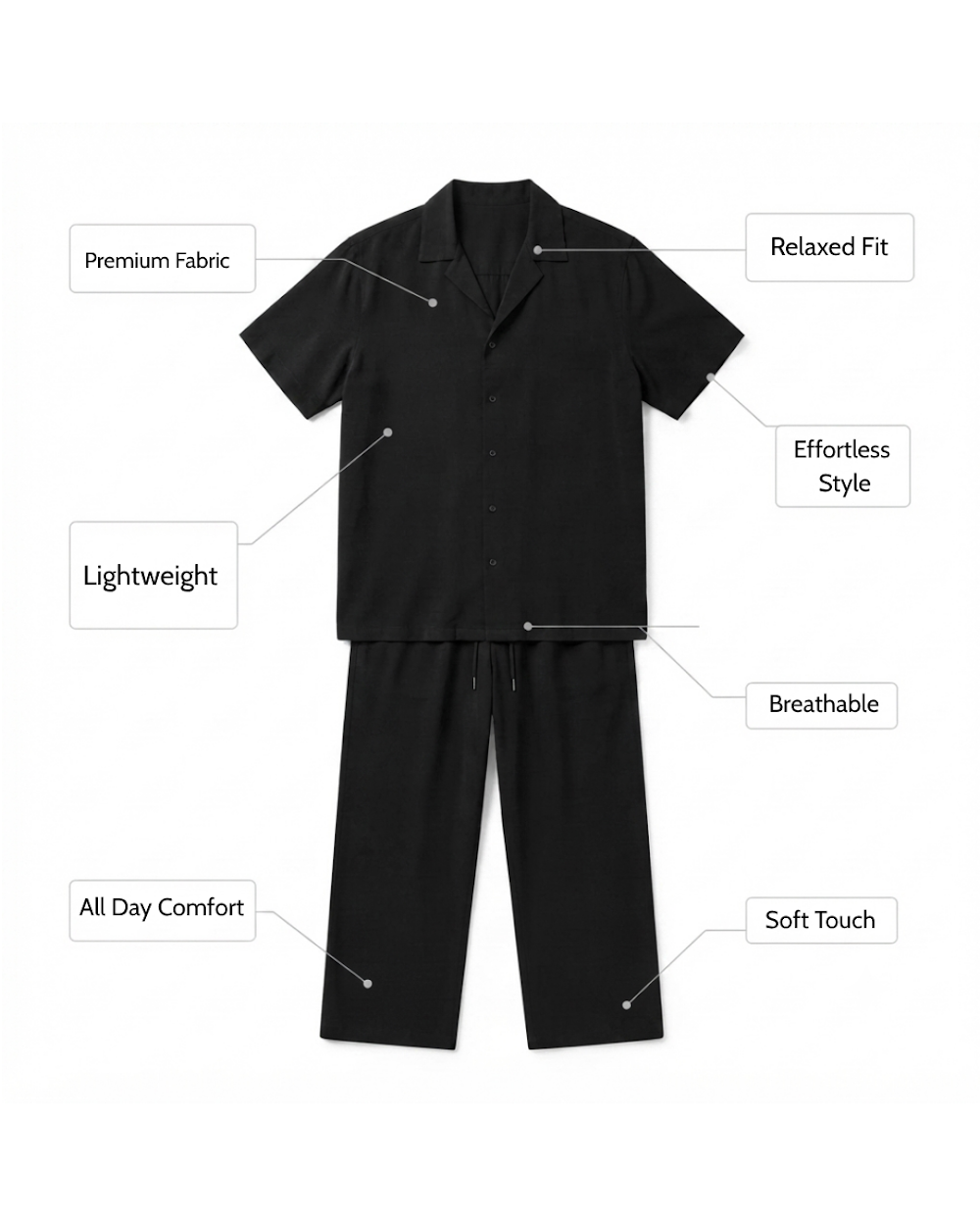 Camp Collar Shirt & Trouser Set - Premium Vacation Outfit & Sets & Suits