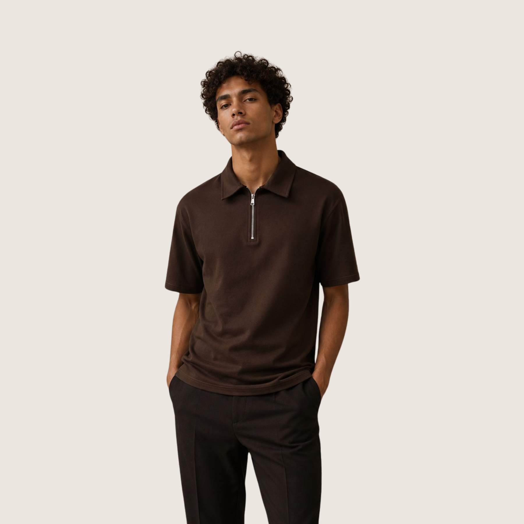 Quarter-Zip Polo Shirt - Smart Casual Polo with Zip Neck