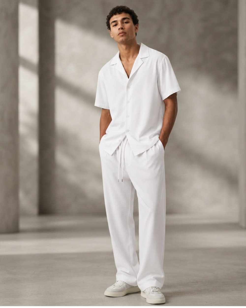 Camp Collar Shirt & Trouser Set - Premium Vacation Outfit & Sets & Suits