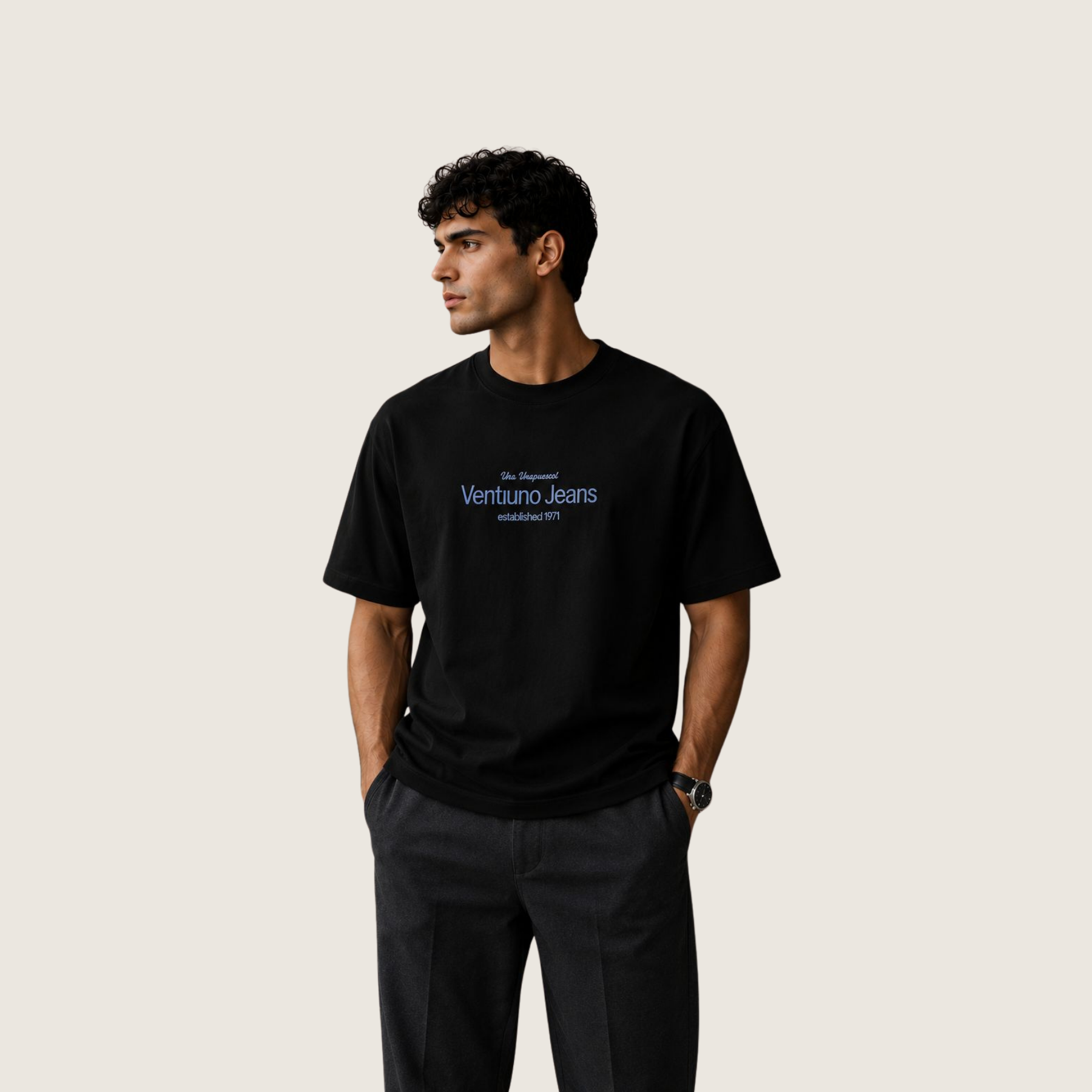 Luxury Men’s Graphic Tee (Bold)– Drop Shoulder Relaxed Fit Cotton Crewneck