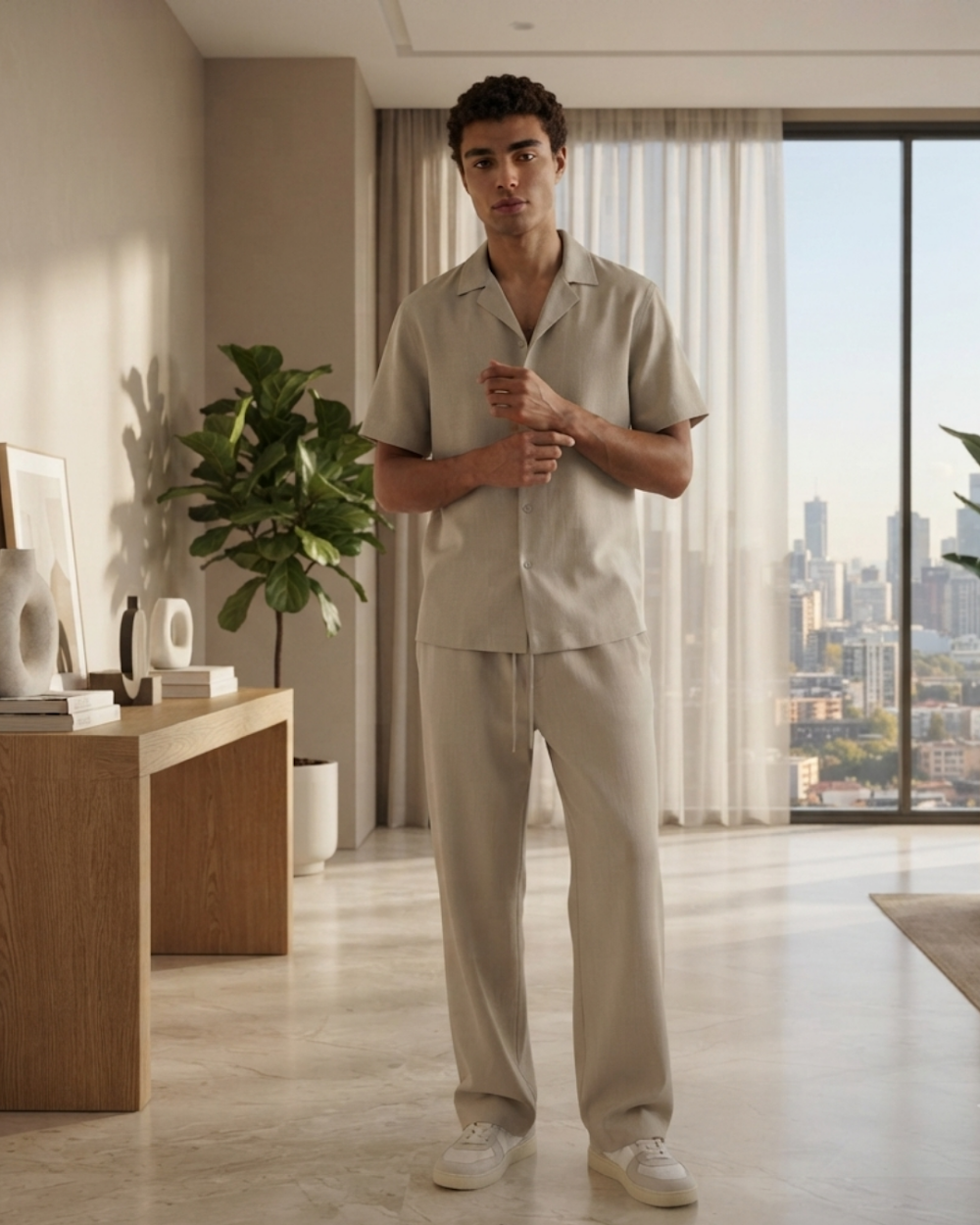 Camp Collar Shirt & Trouser Set - Premium Vacation Outfit & Sets & Suits