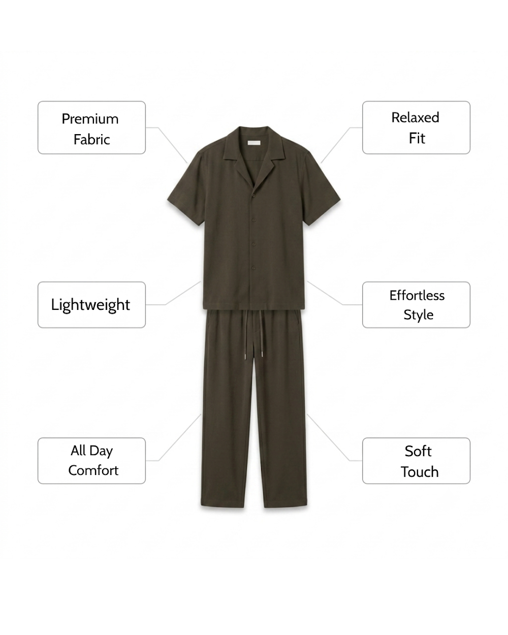 Camp Collar Shirt & Trouser Set - Premium Vacation Outfit & Sets & Suits