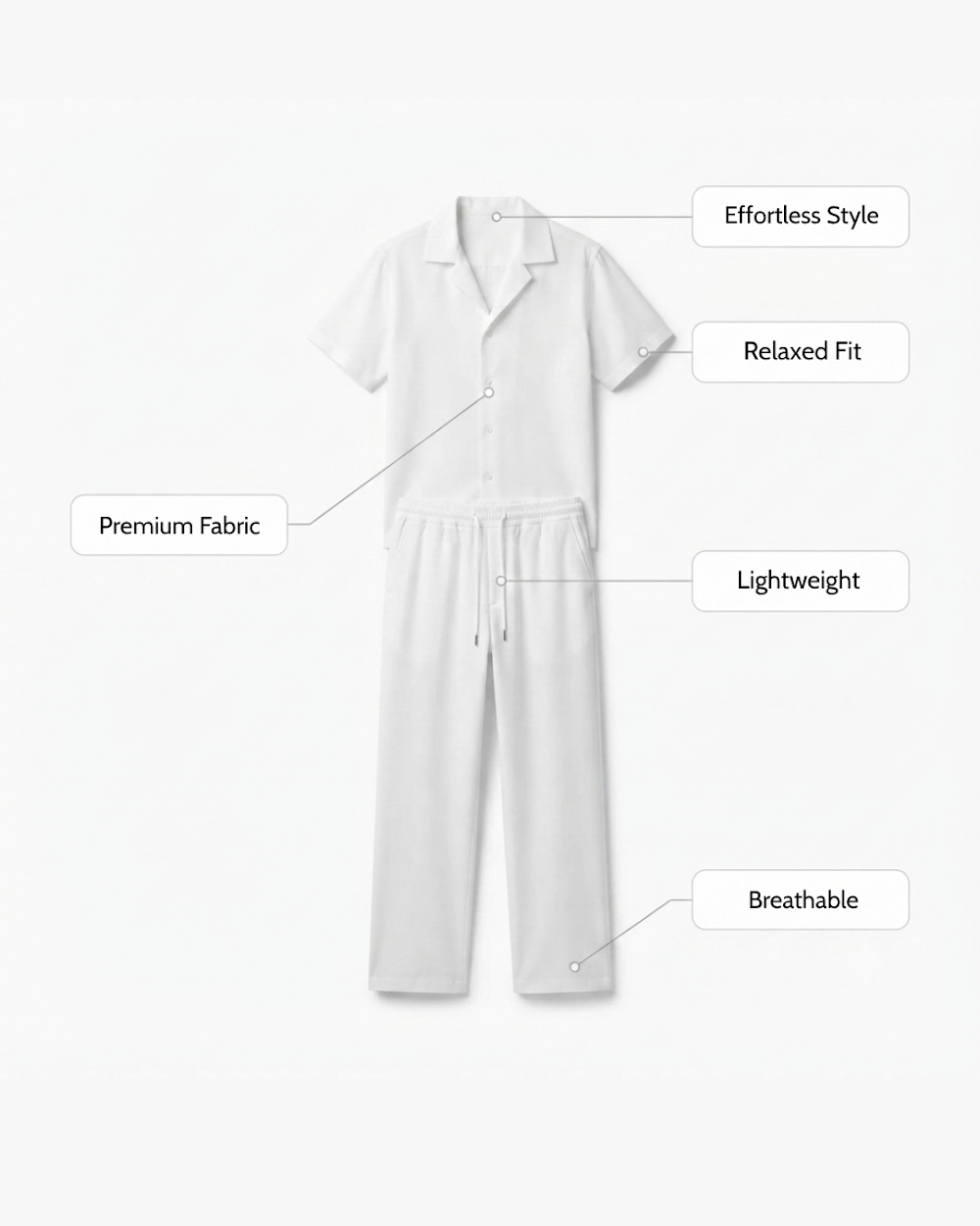 Camp Collar Shirt & Trouser Set - Premium Vacation Outfit & Sets & Suits