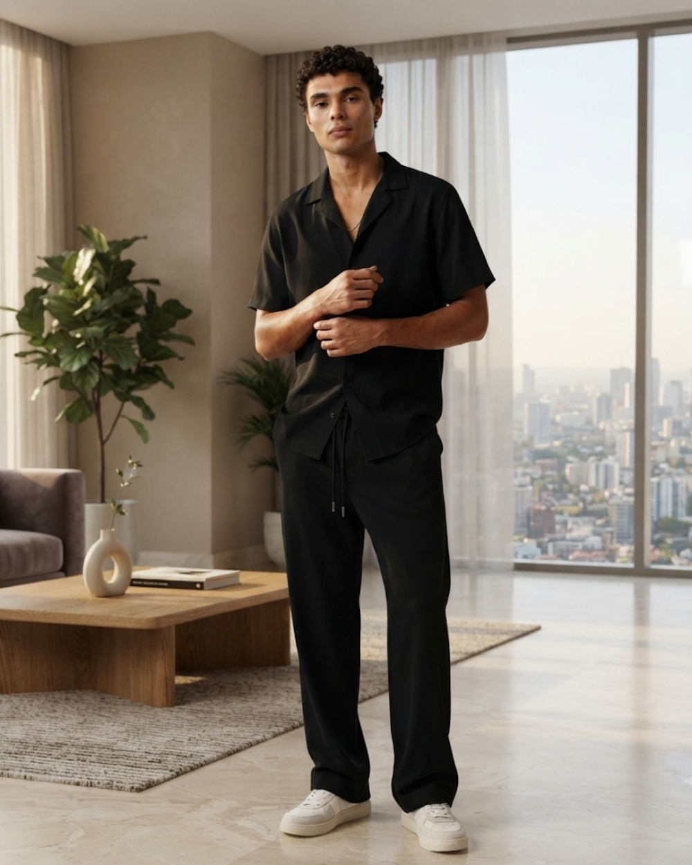 Camp Collar Shirt & Trouser Set - Premium Vacation Outfit & Sets & Suits