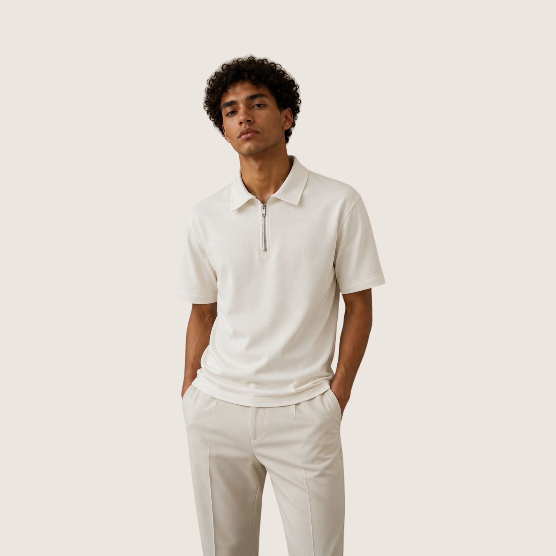 Quarter-Zip Polo Shirt - Smart Casual Polo with Zip Neck