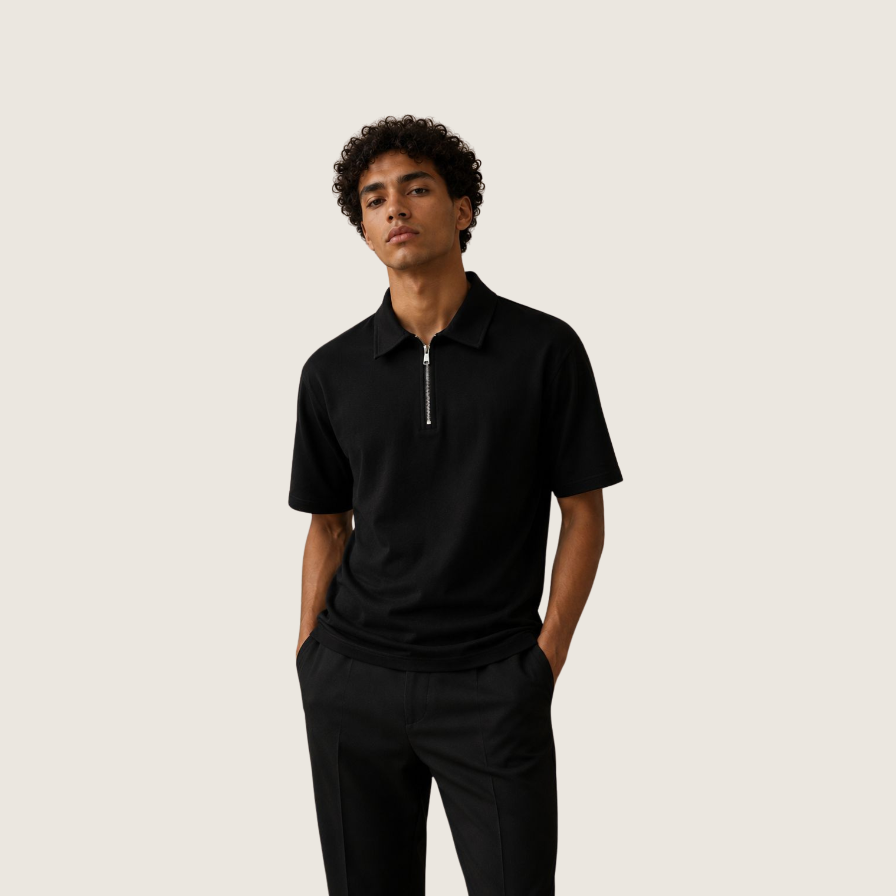 Quarter-Zip Polo Shirt - Smart Casual Polo with Zip Neck