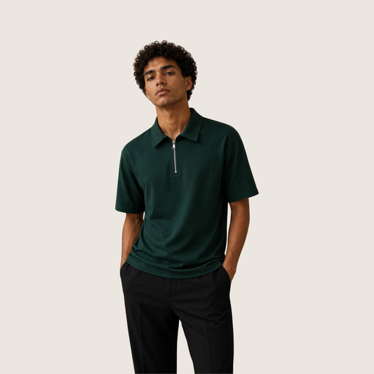 Quarter-Zip Polo Shirt - Smart Casual Polo with Zip Neck