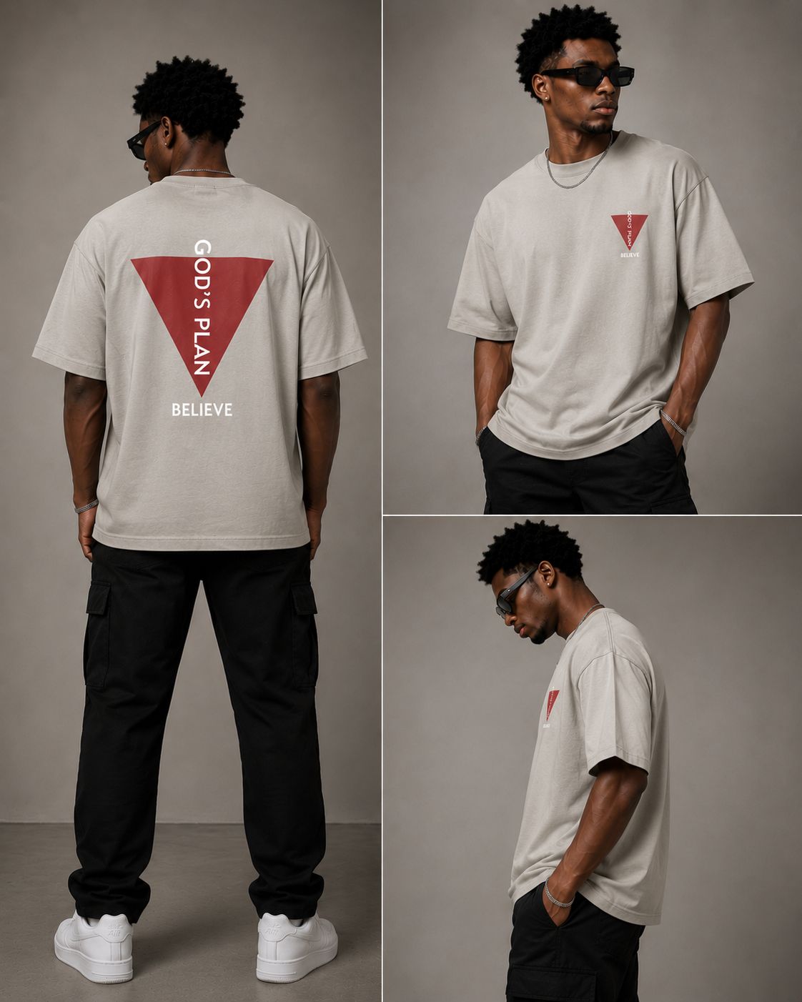 Ventiuno Jeans God's Plan Believe Oversized Tee — Sand