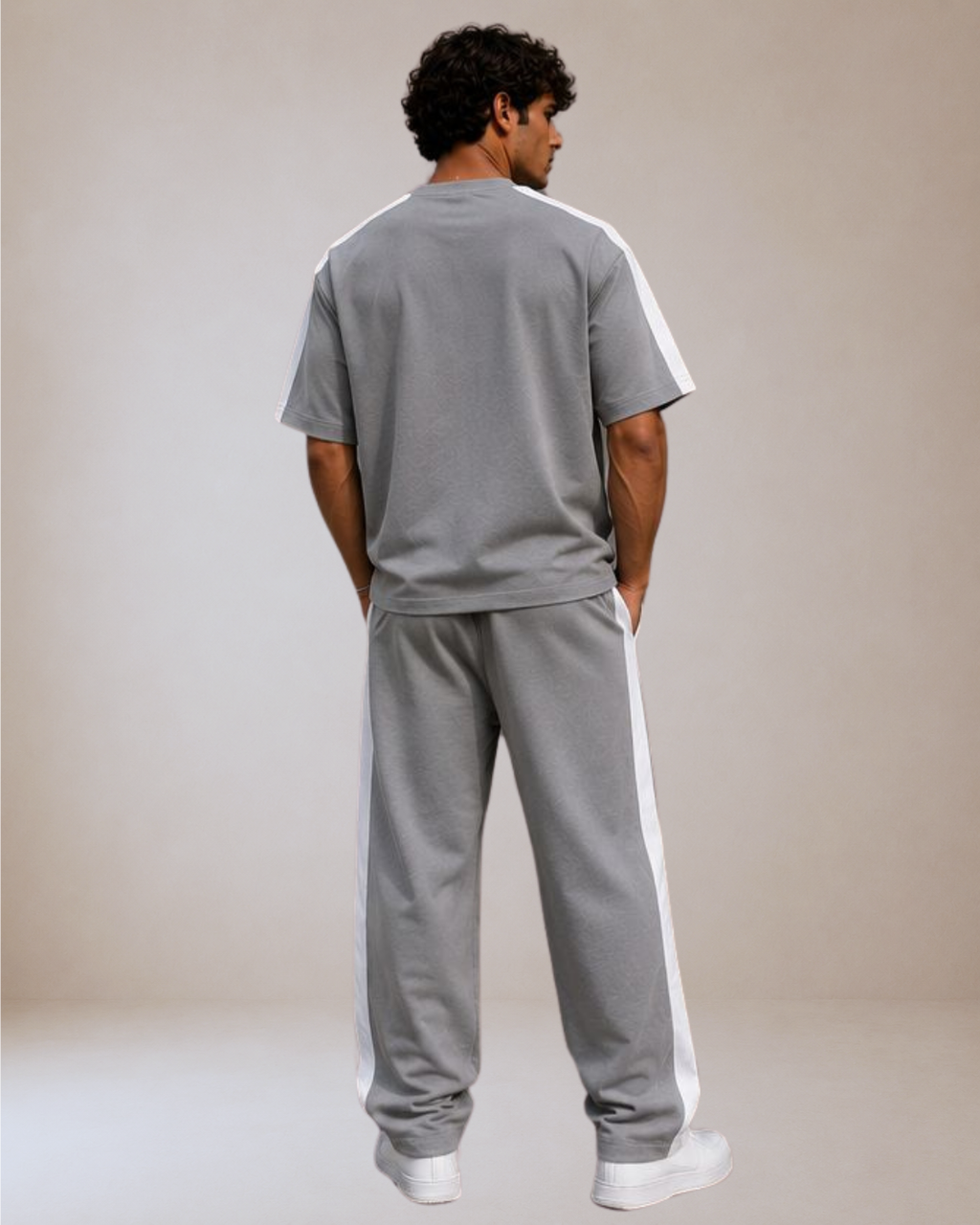 Ventiuno Jeans Side Stripe Co-ord Set — Grey/White